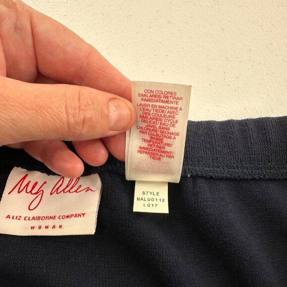 Liz Claiborne Meg Allen Women's Navy Blue Long Skirt 1X knit maxi nautical - Picture 7 of 7